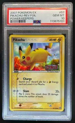 2007 Pokemon EX Power Keepers Pikachu Reverse Holo #57/108 PSA 10 - Image 1
