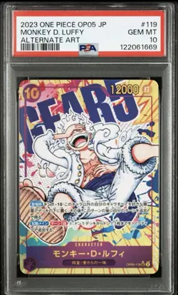 One Piece MONKEY D. LUFFY OP05-119 SEC PSA 10 Alternate Art GEAR 5 Japanese Alt - Image 1