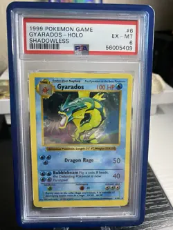 1999 Holo Rare Gyarados 6/102 Shadowless Base Set Pokemon Card PSA 6!! - Image 1