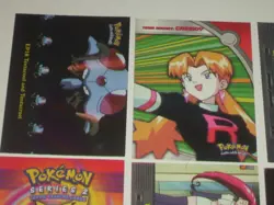 12 Topps 2000 Pokemon series trading cards. 2 chrome, 1 sticker, trainers & more - Image 2
