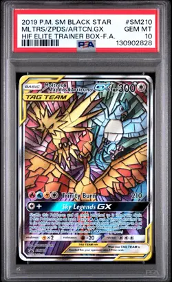 Hidden Fates ETB Promo Pokemon Card Moltres Zapdos Articuno GX SM210 PSA 10 - Image 1