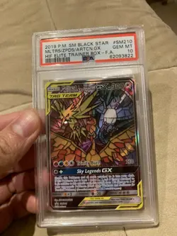 Hidden Fates ETB Promo Pokemon Card Moltres Zapdos Articuno GX SM210 PSA 10 - Image 3