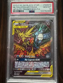 Pokemon Hidden Fates Moltres Zapdos Articuno GX ETB Promo Card #SM210 PSA 10 - Image 1