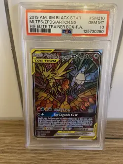 Moltres Zapdos Articuno GX SM210 PSA 10 - Hidden Fates ETB Promo Pokemon Card - Image 1