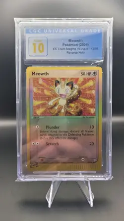 2004 CGC Pristine 10 Meowth 42/95 EX Team Magma vs Team Aqua Rev Holo **POP 1** - Image 1