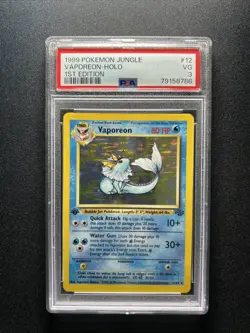 1999 POKEMON JUNGLE 1ST ED #12 VAPOREON-HOLO PSA 3 - Image 1