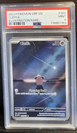 Pokemon TCG SV-Obsidian Flames Cleffa #202/197 Illustration Rare Card, PSA 9 - Image 1