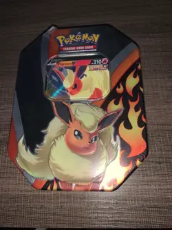 Pokemon TCG Eevee Evolutions Tin 2021 [ Flareon V Edition ] [Evolving Skies] - Image 1