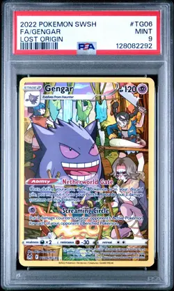 2022 POKEMON SWORD & SHIELD LOST ORIGIN TG06 FULL ART GENGAR PSA 9 Mint - Image 1