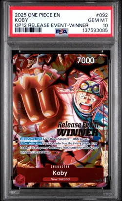 Koby Release Event-Winner PSA 10 2025 One Piece Promos #092 Op12 - Image 1