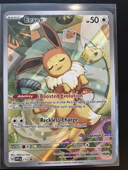 2025 SVP EN Eevee 173 Prismatic Evolutions Pokemon Center Stamped Promo NM - Image 1