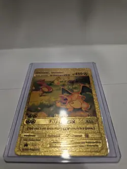 Pokemon TCG Fan Art - Charmander, Charmelon & Charizard GX, Gold Foil Card - Image 2