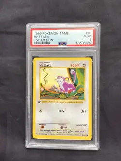 Pokemon Cards: Base Set 1st Edition Common: Rattata 61/102 PSA 9 - Image 1