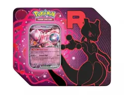 Pokemon TCG Team Rocket Mewtwo ex Tin 5 Booster Packs + Promo Card - New Sealed - Image 1