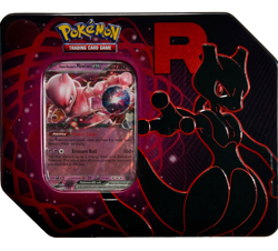Pokemon TCG Team Rocket Mewtwo ex Tin 5 Booster Packs + Promo Card - New Sealed - Image 1