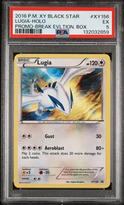 2016 POKEMON XY BLACK STAR PROMO BREAK EVOLUTION BOX #XY156 LUGIA-HOLO PSA 5 - Image 1