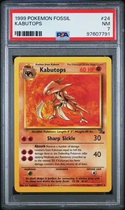 Kabutops 24/62 Fossil Regular Unlimited Pokemon Card PSA 7 - Image 1