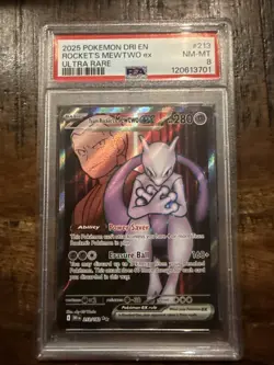 2025 Pokemon DRI EN ROCKET’s MEWTWO EX Ultra Rare PSA 8 - Image 1