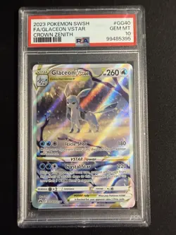 2023 POKEMON SWORD & SHIELD CROWN ZENITH #GG40 FULL ART/GLACEON VSTAR PSA 10 - Image 1