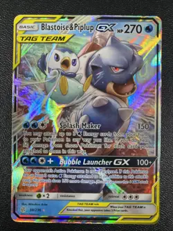 Blastoise & Piplup GX 38/236 Tag Team Pokemon TCG Sun & Moon Cosmic Eclipse Holo - Image 3