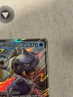 Blastoise and Piplup Pokemon TCG Holo Card 38/236 GX Tag Team Cosmic Eclipse - Image 2