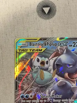 Blastoise and Piplup Pokemon TCG Holo Card 38/236 GX Tag Team Cosmic Eclipse - Image 3