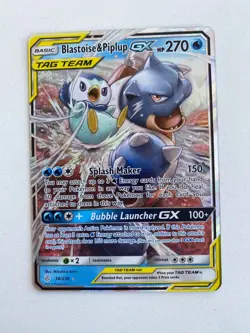 Pokemon TCG Blastoise & Piplup GX Tag Team 38/236 Cosmic Eclipse Ultra Rare NM - Image 1