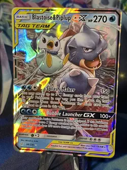 Pokemon TCG Blastoise and Piplup GX Tag Team #38/236 Cosmic Eclipse NM+ - Image 3