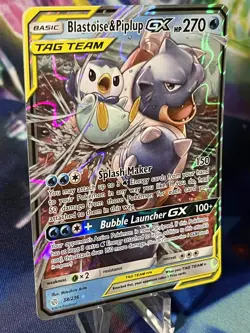 Pokemon TCG Blastoise and Piplup GX Tag Team #38/236 Cosmic Eclipse NM+ - Image 4
