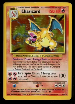 Pokemon Charizard 4/102 Base Set Holo Rare 1999 Moderately Played Vintage Card - Image 1