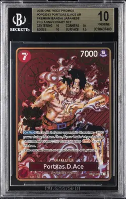 2025 ONE PIECE PROMOS PREMIUM BANDAI JPN 2ND ANV SET PORTGAS.D.ACE SR BGS 10 - Image 1