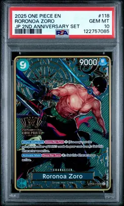 2025 ONE PIECE JPN 2ND ANV SET #118 RORONOA ZORO PSA 10 - Image 1