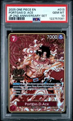 2025 ONE PIECE JPN 2ND ANV SET #013 PORTGAS D. ACE PSA 10 - Image 1