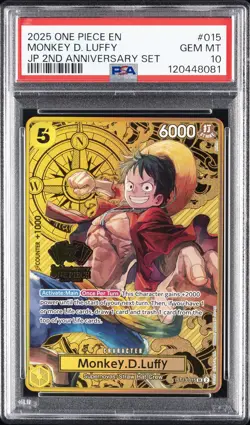 2025 ONE PIECE JPN 2ND ANV SET #015 MONKEY D. LUFFY PSA 10 - Image 1