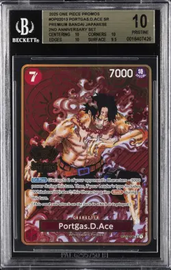 2025 ONE PIECE PROMOS PREM BANDAI JPN 2ND ANV SET PORTGAS.D.ACE SR BGS 10 - Image 1