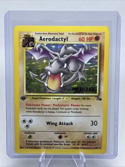 Aerodactyl Fossil 1st Edition (Prerelease) 1/62 Wotc Promo Holo Rare 1999 MP+ - Image 1