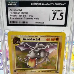 CGC 7.5 Aerodactyl Fossil 1st Edition Cosmos Holo 1/62 Prerelease Pokemon Card - Image 2