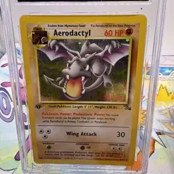 CGC 7.5 Aerodactyl Fossil 1st Edition Cosmos Holo 1/62 Prerelease Pokemon Card - Image 3