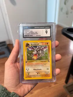 CGC 9 Pokemon TCG Aerodactyl Fossil 1st Edition Holo Prerelease - Image 1