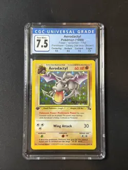 CGC 7.5 Aerodactyl Fossil 1st Edition Cosmos Holo 1/62 Prerelease Pokemon Card - Image 1