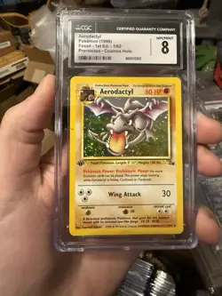 1st Edition Aerodactyl 1/62 Prerelease Fossil Holo Pokemon [CGC 8] - Image 1