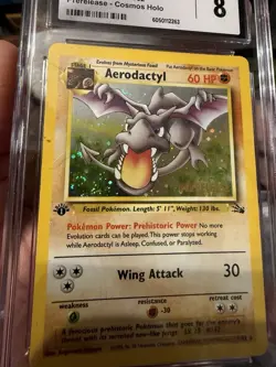 1st Edition Aerodactyl 1/62 Prerelease Fossil Holo Pokemon [CGC 8] - Image 2