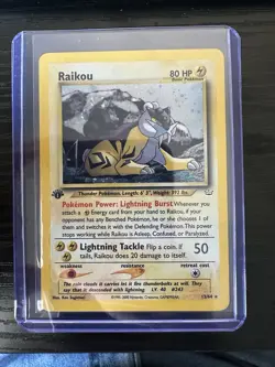 Pokemon TCG Raikou Holo Rare Vintage Neo Revelation Card 13/64 Unlimited LP - Image 1