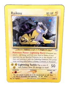 Pokemon TCG Neo Revelation Unlimited Card Raikou 13/64 Holo Rare - LP - Image 1