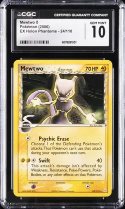 2006 POKEMON EX HOLON PHANTOMS #24 MEWTWO D CGC 10 GEM MINT - Image 1