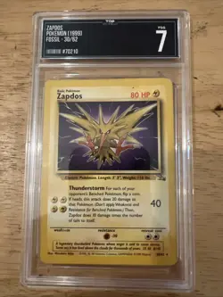 ZAPDOS 30/62 Non Holo Rare Pokemon Card Fossil Set Vintage 1999 Grade 7 - Image 2