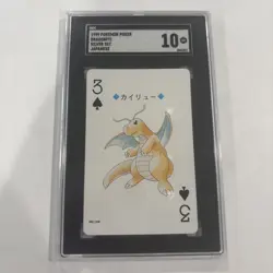 BGS 10 Dragonite #149 3 of Spades Pokemon Silver Poker Playing Card 1999 Vintage - Image 1