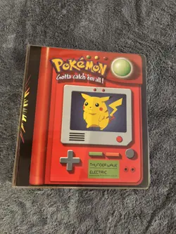 Pokemon Card 3 Ring Binder 1999 Pikachu & Meowth Official Licensed - Image 1