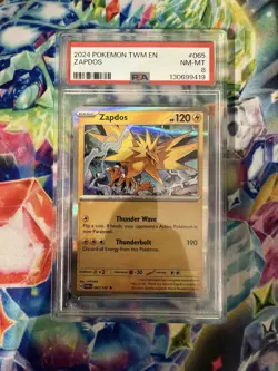 065/167 ZAPDOS | RARE HOLO | TWILIGHT MASQUERADE POKEMON CARD | PSA 8 - Image 1