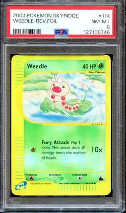 PSA 8 Weedle 114/144 Reverse Foil Skyridge E Series 2003 Pokemon Card NEAR MINT - Image 1